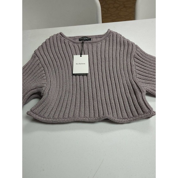 En Saison Sweater Women Size Medium Purple Scoop Neck Pullover Crop Top Sweater - Picture 7 of 7